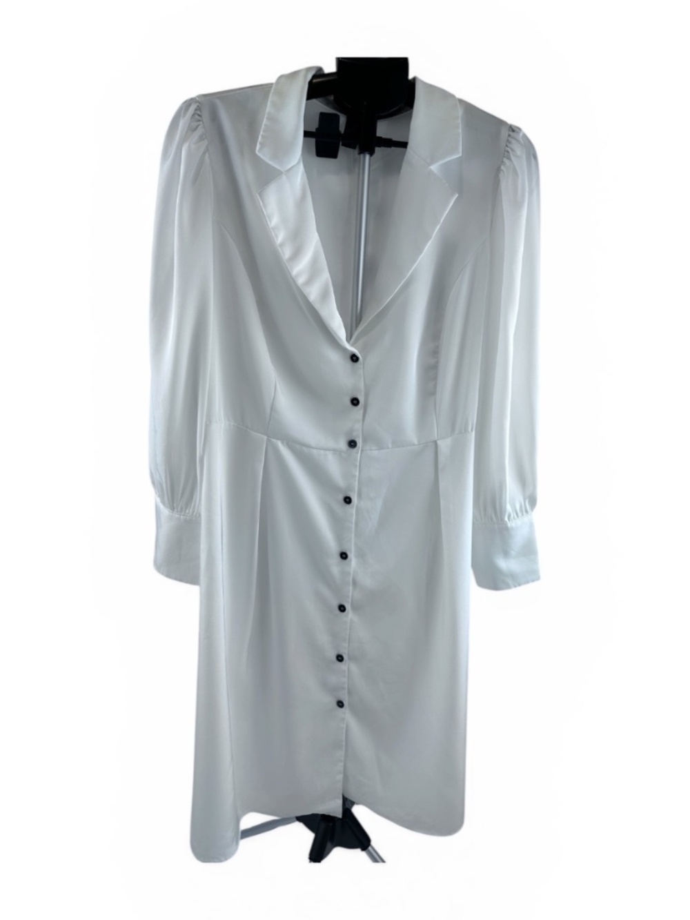 CIDER White Shirt Dress 1X Plus Size Button Front Collared Long Sleeve